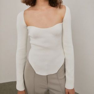 Knit Sweetheart Neckline Top